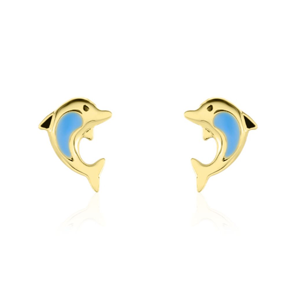Boucles D'oreilles Puces Mael Dauphin Or Jaune - Puces Enfant | Marc Orian