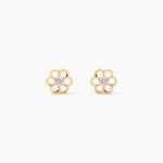 Boucles D'Oreilles Puces Philine Argent Dor&eacute; A L'Or 750/1000 Oxyde De Zirconium - Puces Enfant | Marc Orian