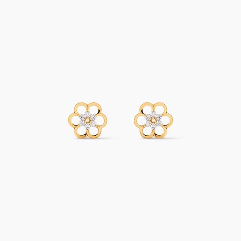 Boucles D'Oreilles Puces Philine Argent Dor&eacute; A L'Or 750/1000 Oxyde De Zirconium - Puces Enfant | Marc Orian