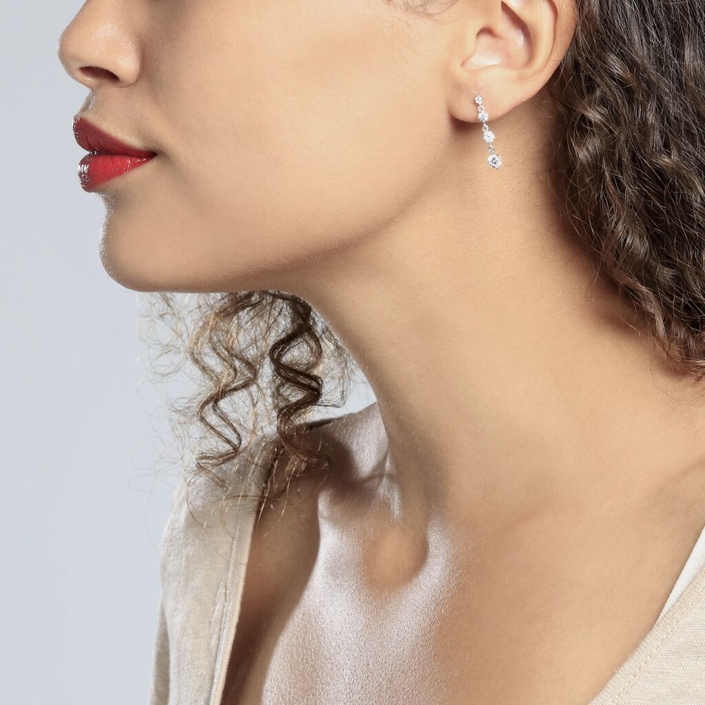 Boucles D'oreilles Pendantes Odyssee Argent Blanc Oxyde De Zirconium - Boucles d'oreilles Pendantes Femme | Marc Orian