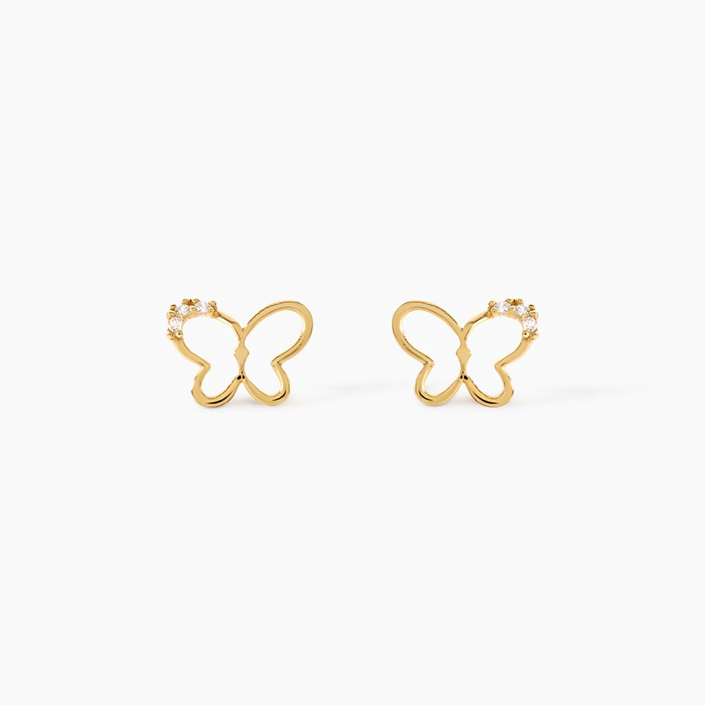 Boucles D'Oreilles Puces Camomille Argent Dor&eacute; A L'Or 750/1000 Oxyde De Zirconium - Puces Enfant | Marc Orian