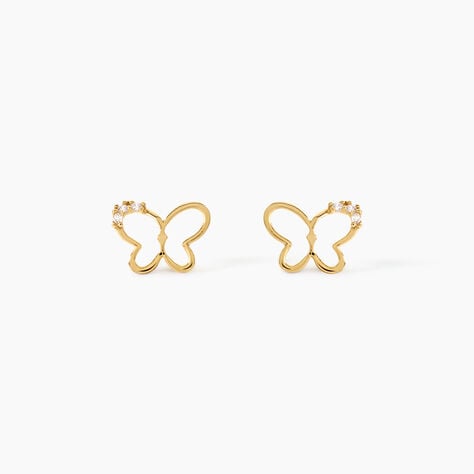 Boucles D'Oreilles Puces Camomille Argent Dor&eacute; A L'Or 750/1000 Oxyde De Zirconium - Puces Enfant | Marc Orian