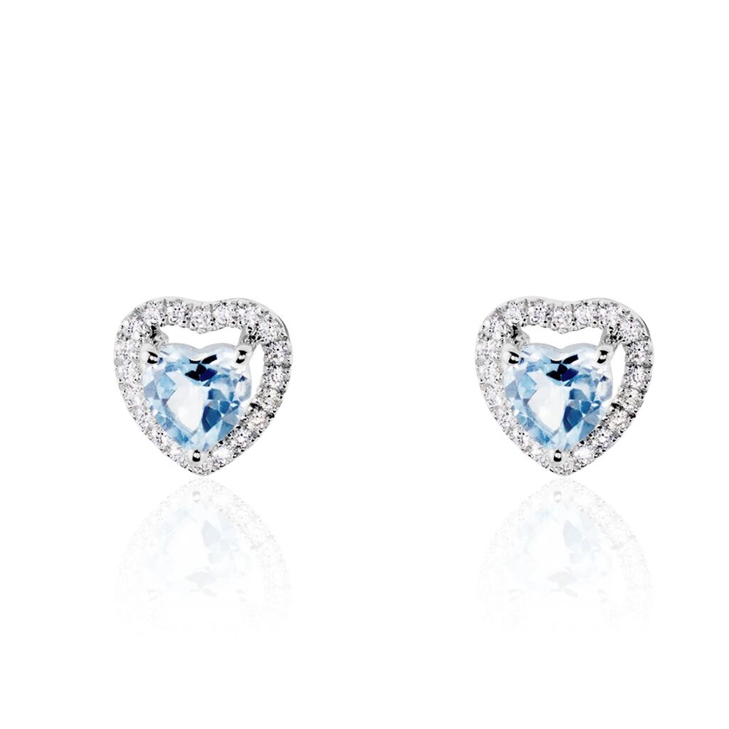 Boucles D'oreilles Puces Or Blanc Ashraf Topazes Oxydes De Zirconium - Puces Femme | Marc Orian