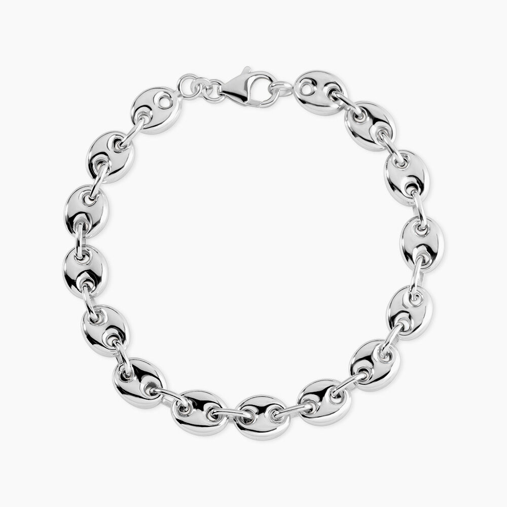 Bracelet Carrus Maille Grain De Cafe Argent Blanc - Bracelets mailles Homme | Marc Orian