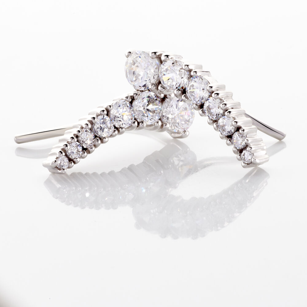 Boucles D'oreilles Grimpantes Aldrick Argent Blanc Oxyde De Zirconium - Piercings d'oreilles Femme | Marc Orian