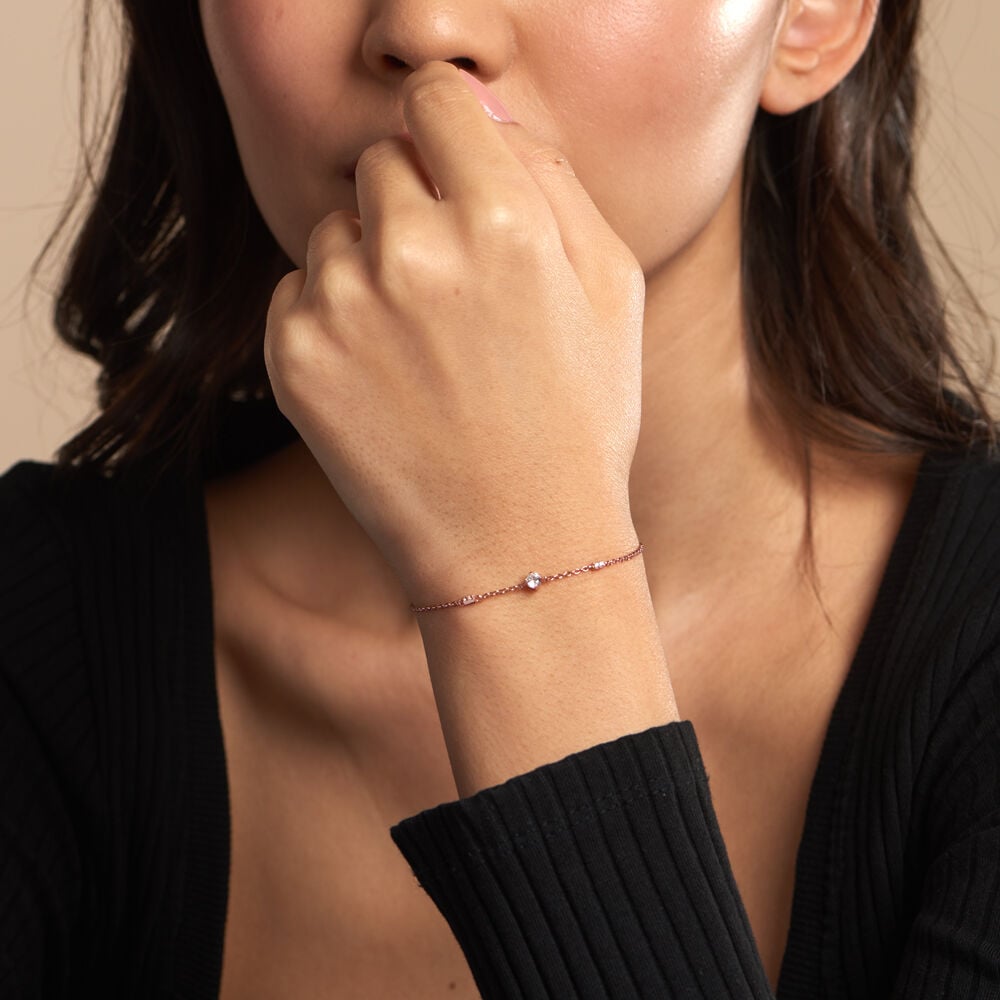 Bracelet Gemmie Argent Rose Oxyde De Zirconium - Bracelets chaînes Femme | Marc Orian