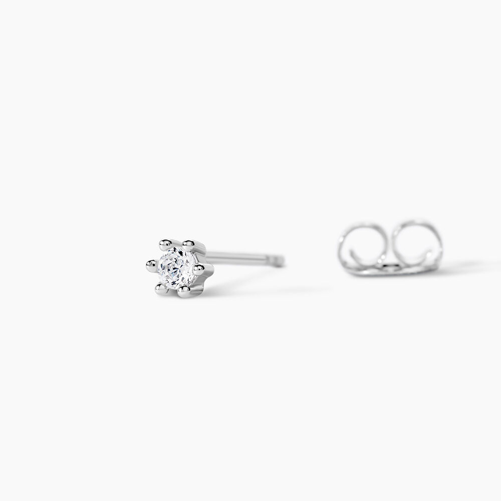 Boucles D'oreilles Puces Allison Argent Blanc Oxyde De Zirconium - Puces Femme | Marc Orian