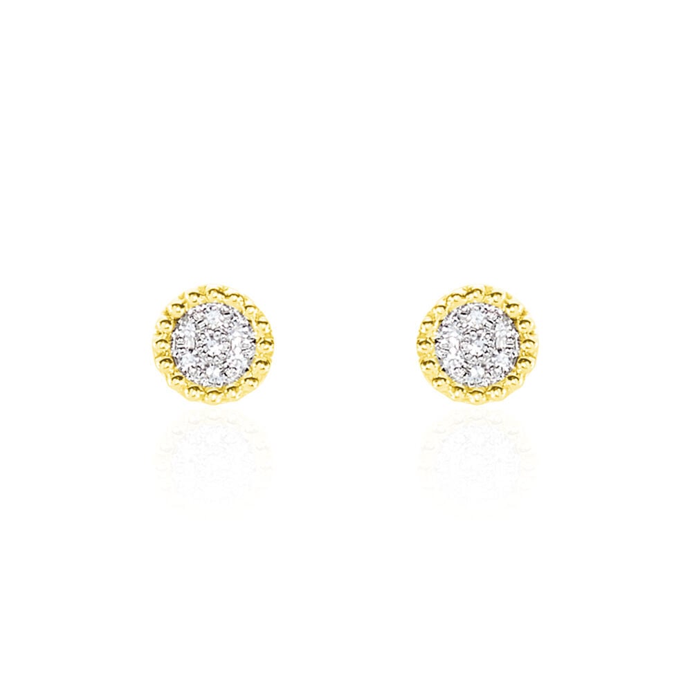 Boucles D'oreilles Puces Vaina Or Jaune Diamant - Puces Femme | Marc Orian