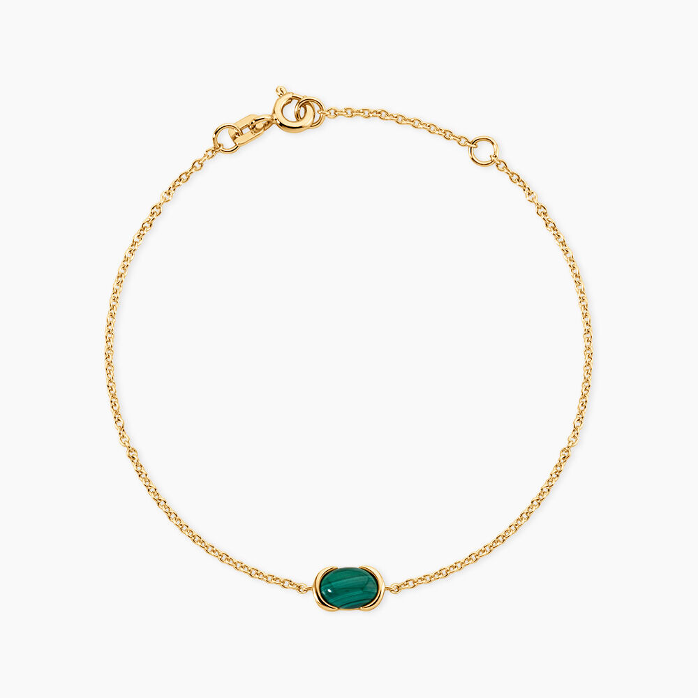 Bracelet Nymphe Argent Dor&eacute; A L'Or 750/1000 Malachite - Bracelets cha&icirc;nes Femme | Marc Orian