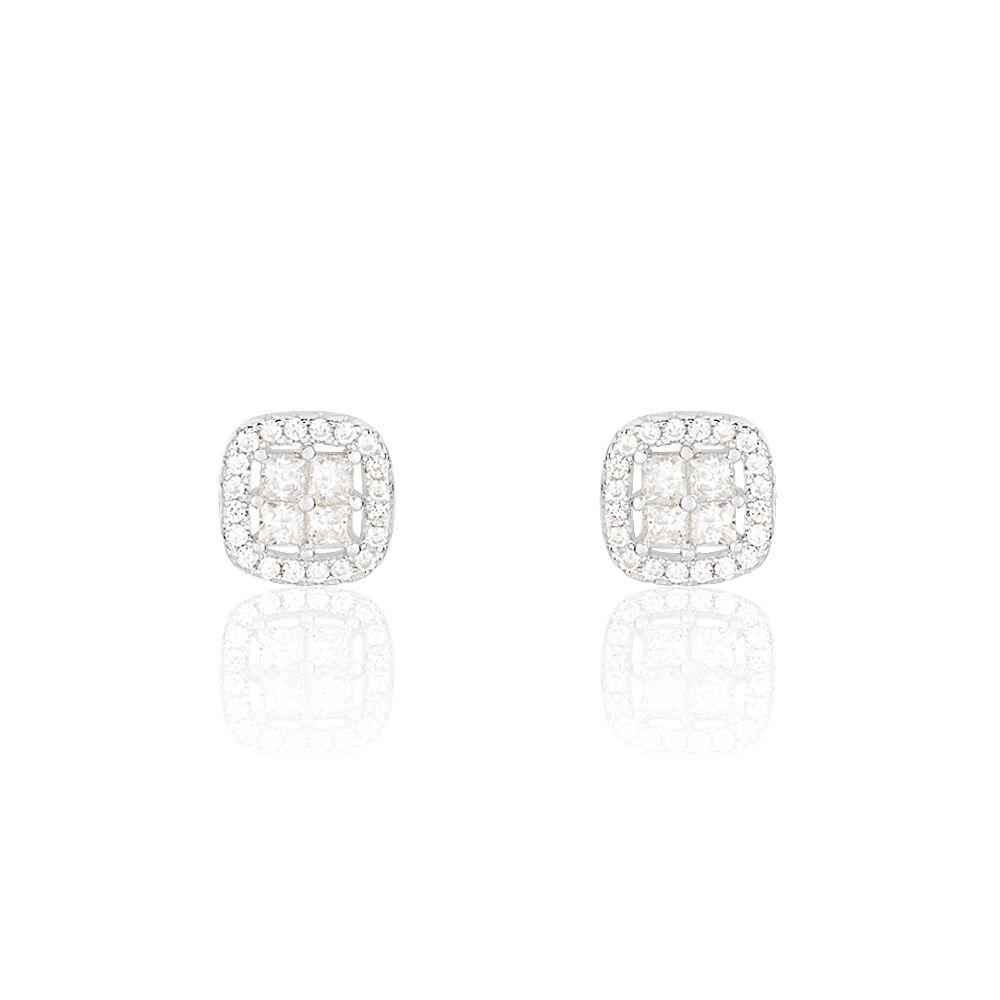 Boucles D'oreilles Puces Justina Argent Blanc Oxyde De Zirconium - Puces Femme | Marc Orian