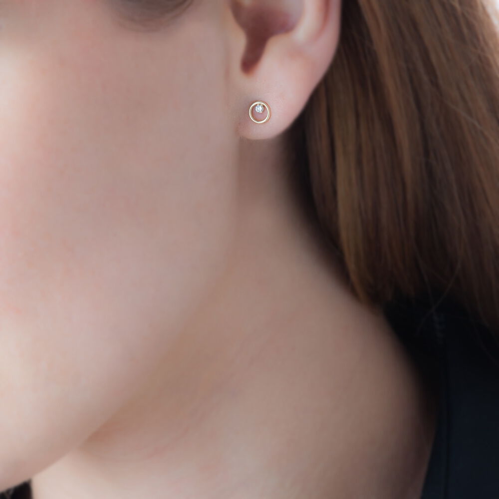 Boucles D'oreilles Puces Edmee Cercle Or Jaune Oxyde De Zirconium - Puces Femme | Marc Orian
