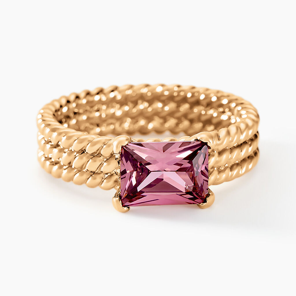 Bague Luccia Plaqu&eacute; Or Dor&eacute; Pierre D'imitation - Bagues de promesse Femme | Marc Orian