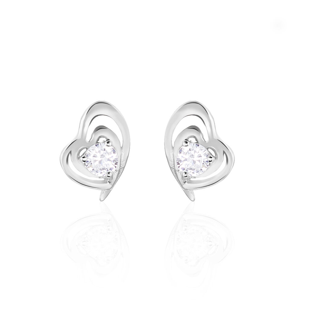 Boucles D'oreilles Puces Alou Argent Blanc Oxyde De Zirconium - Puces Femme | Marc Orian