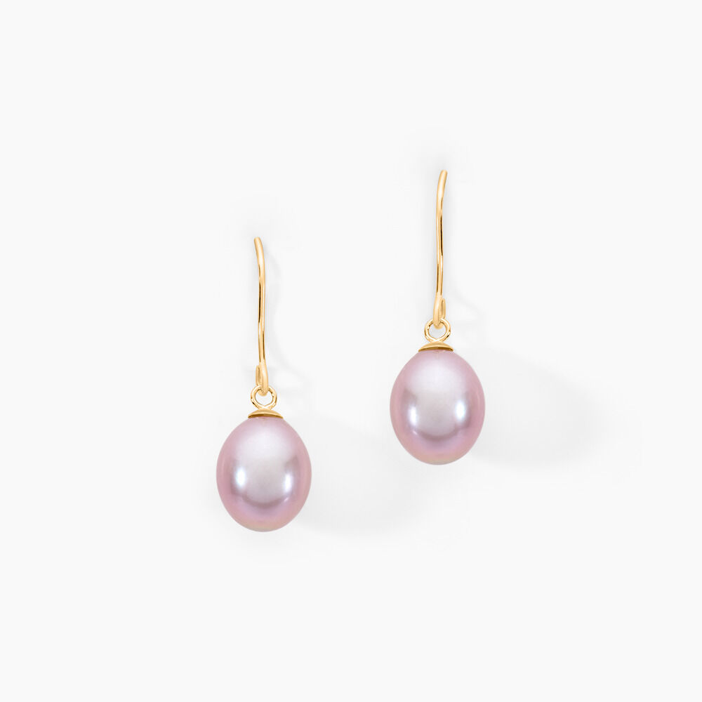 Boucles D'oreilles Pendantes Rose Or Jaune Perle De Culture - Boucles d'oreilles mariage Femme | Marc Orian