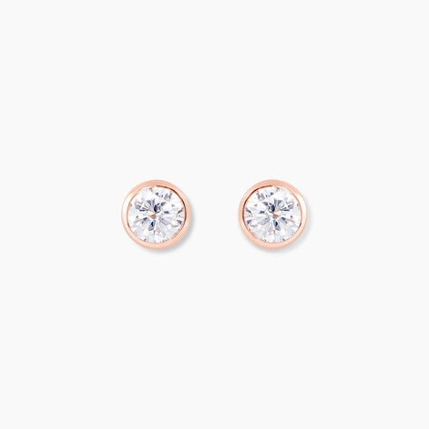 Boucles D'oreilles Puces Elda Serti Clos Or Rose Oxyde De Zirconium - Puces Femme | Marc Orian