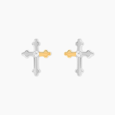 Boucles D'Oreilles Puces Or Jaune Argent Blanc Oxyde De Zirconium - Puces Femme | Marc Orian