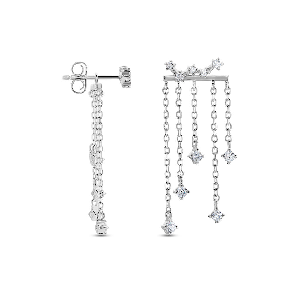 Boucles D'oreilles Pendantes Marsala Argent Blanc Oxyde De Zirconium - Pendantes Femme | Marc Orian