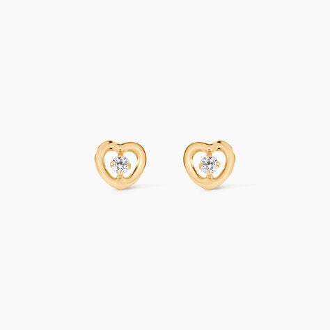 Boucles D'oreilles Puces Dolly Or Jaune Oxyde De Zirconium - Puces Famille | Marc Orian