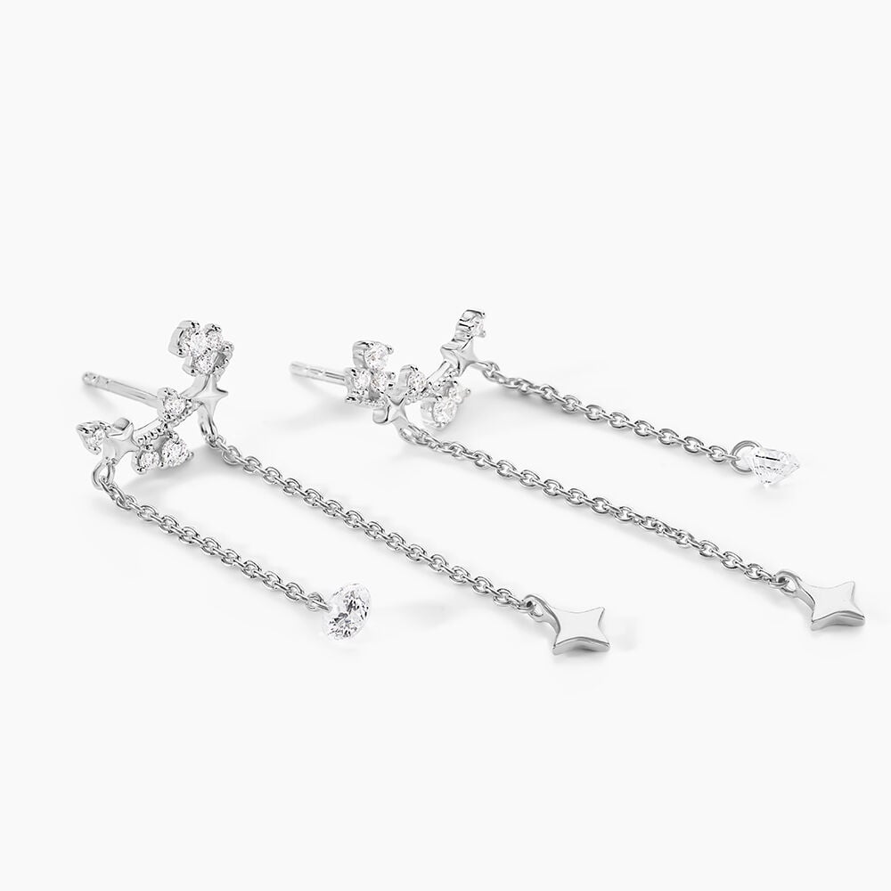 Boucles D'oreilles Puces Claodia Argent Blanc Oxyde De Zirconium - Nouveautés Femme | Marc Orian