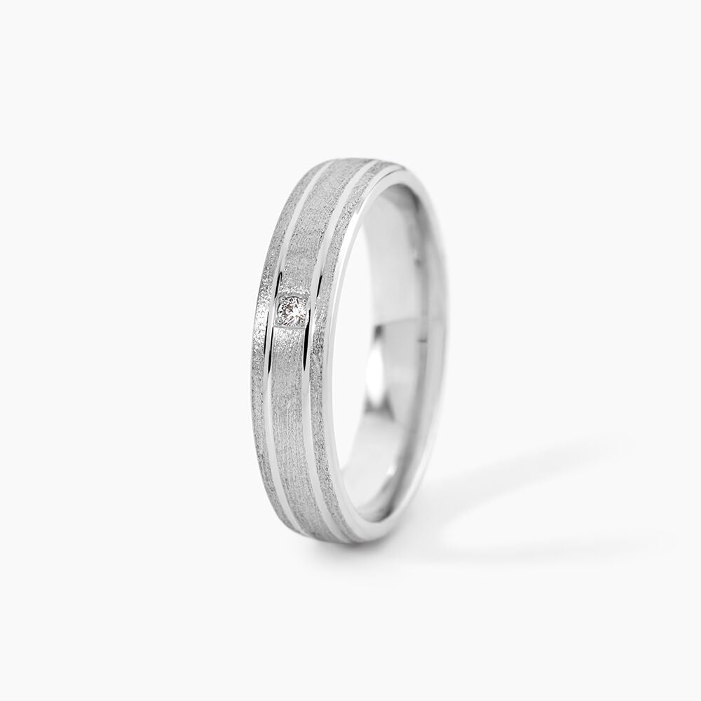 Alliance Romaine Or Blanc Diamant - Alliances duo Unisex | Marc Orian