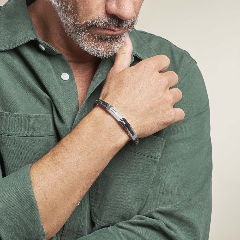 Bracelet Acier Blanc Christophe Oxyde De Zirconium - Bracelets cuir Homme | Marc Orian
