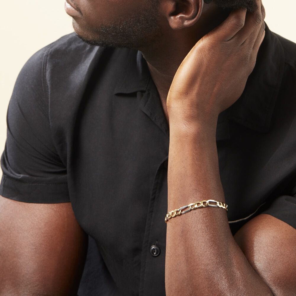 Bracelet Or Bicolore Maille Alternée - Bracelets mailles Homme | Marc Orian