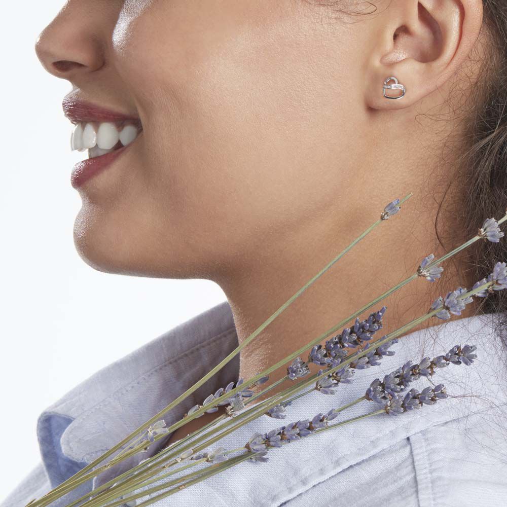Boucles D'oreilles Puces Or Blanc Juliane Diamants -  Femme | Marc Orian