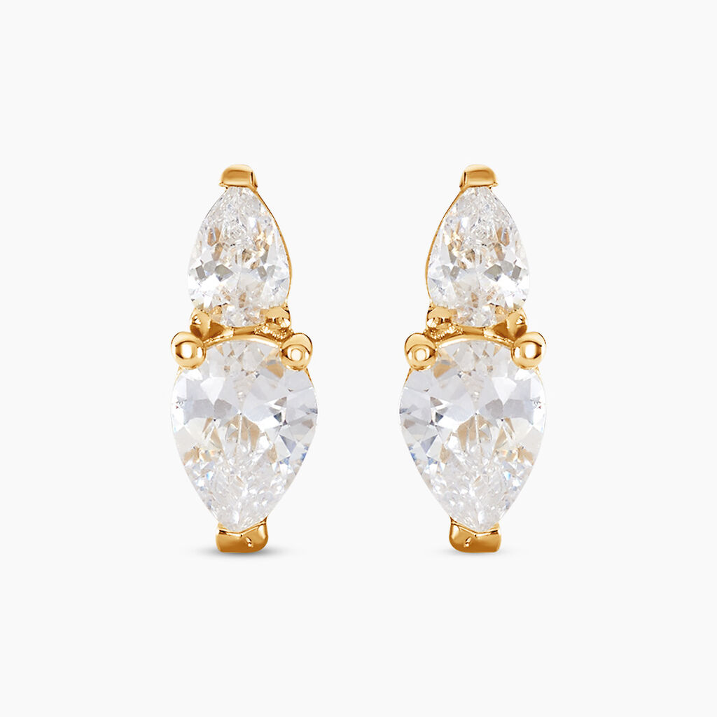 Boucles D'oreilles Puces Timeus Or Jaune Oxyde De Zirconium - Puces Femme | Marc Orian