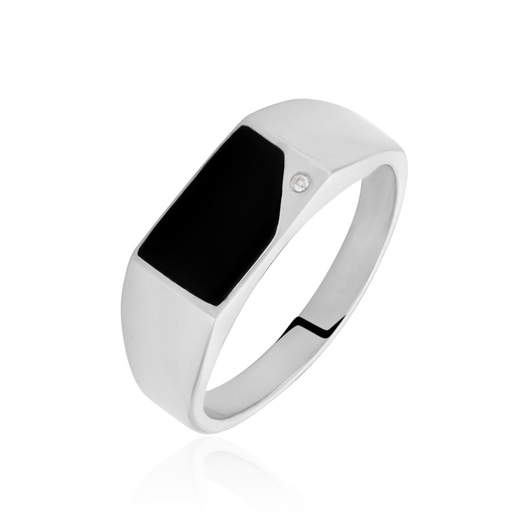 Chevalière Argent Blanc Python Email Et Oxyde De Zirconium - Chevalières Homme | Marc Orian