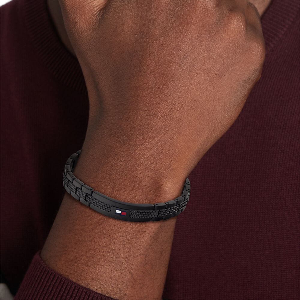 Bracelet Tommy Hilfiger Nelson Acier Noir - Bracelets cha&icirc;nes Homme | Marc Orian