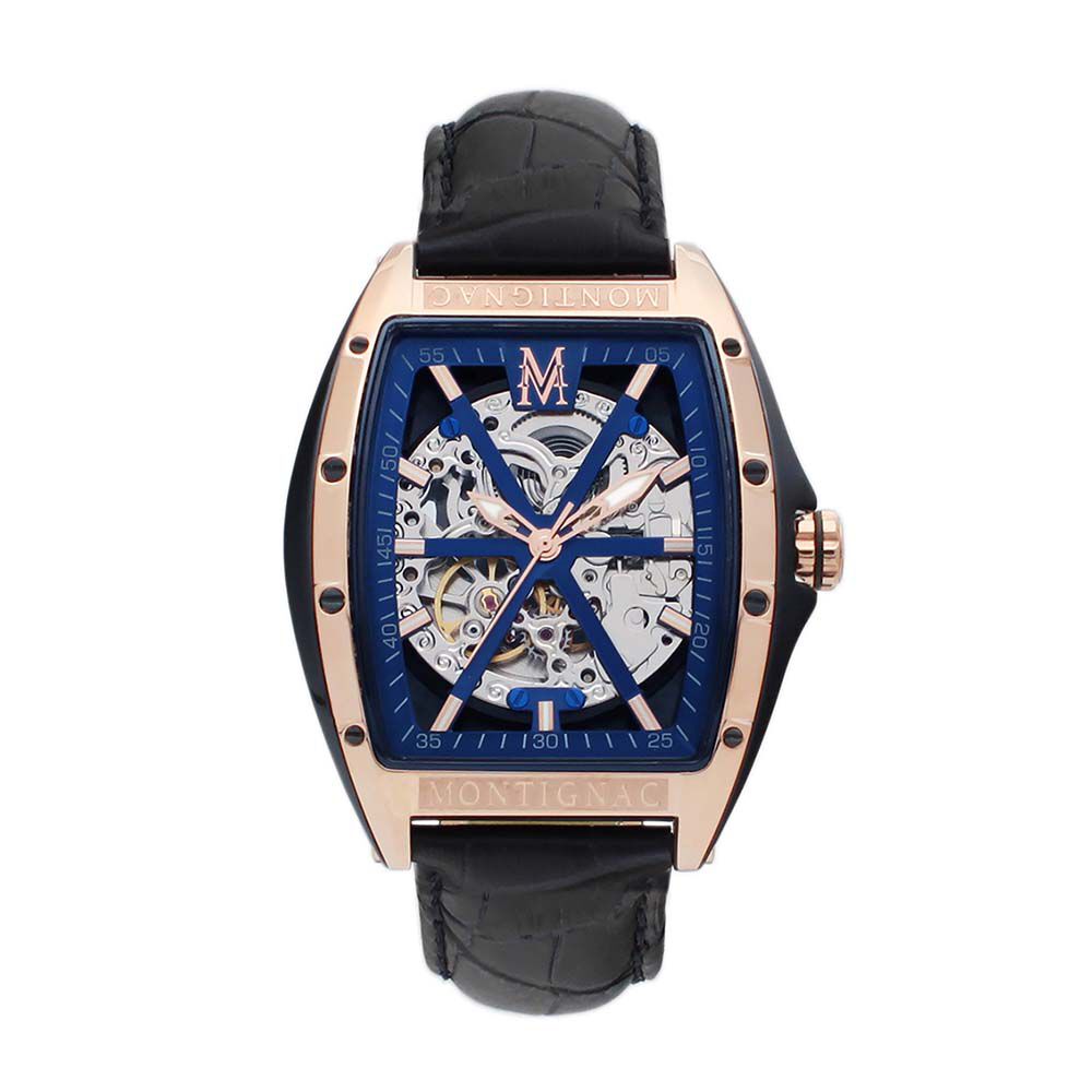 Montre Montignac Tonneau Automatique Bleu - Montres automatiques Homme | Marc Orian