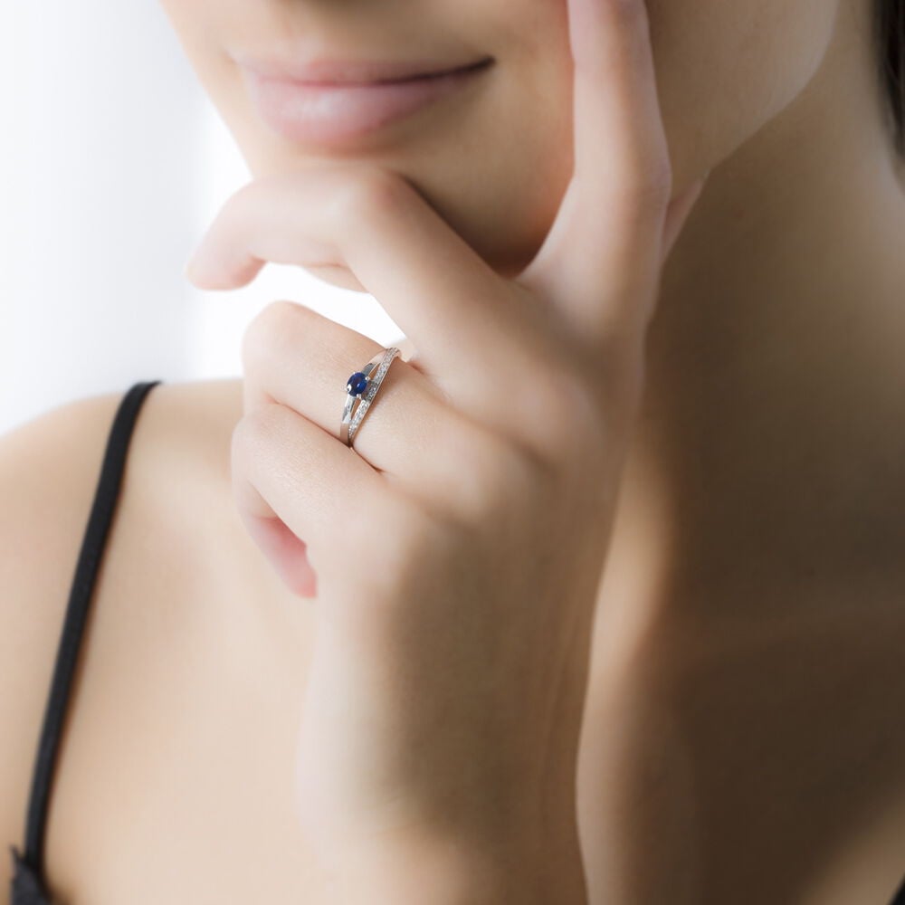 Bague Marie-roselyne Or Blanc Saphir Et Diamant - Solitaires Femme | Marc Orian