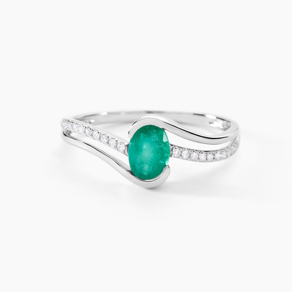 Bague Anja Or Blanc Emeraude Et Diamant - Bagues Femme | Marc Orian