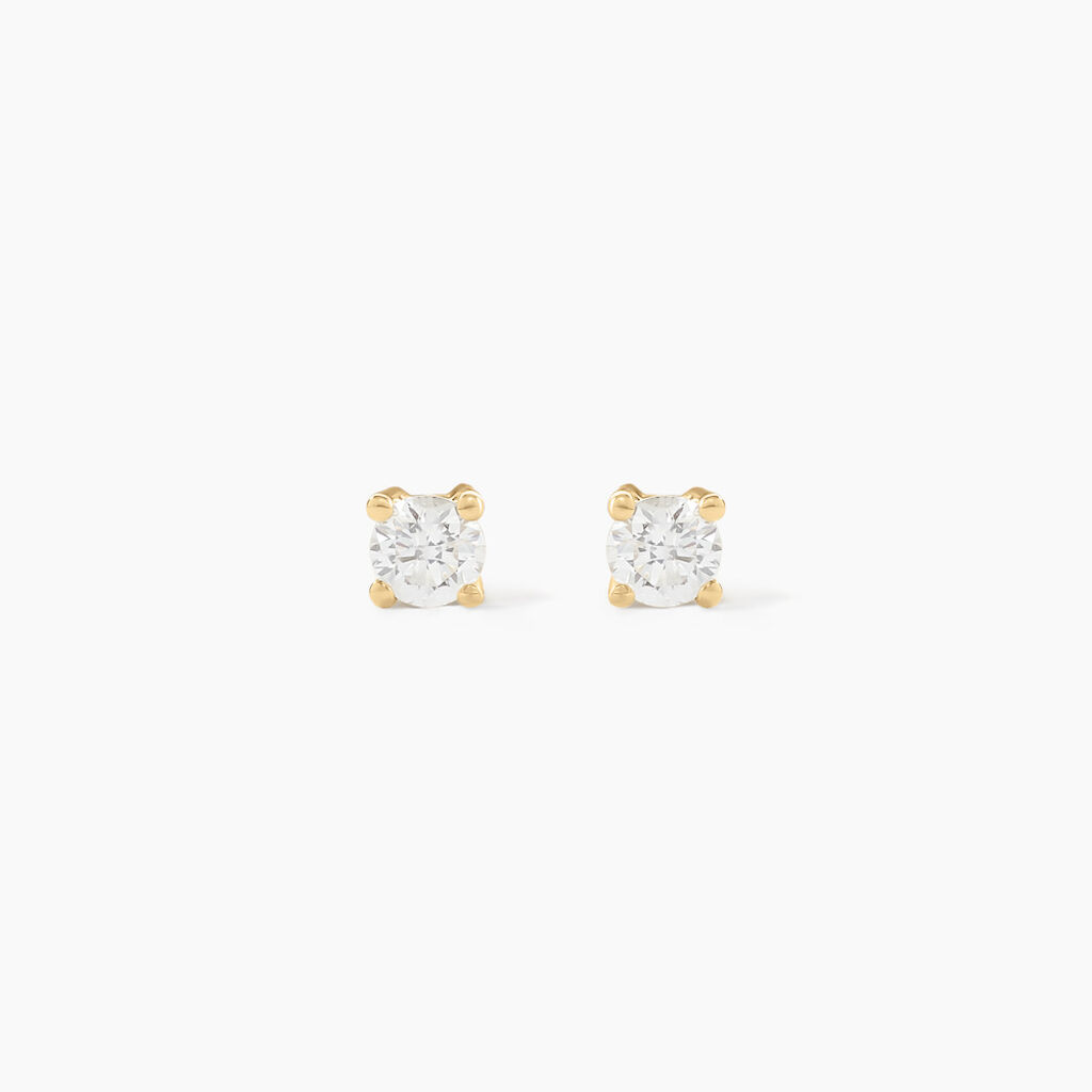 Boucles D'oreilles Puces Aphrodite Or Jaune Diamant - Puces Famille | Marc Orian