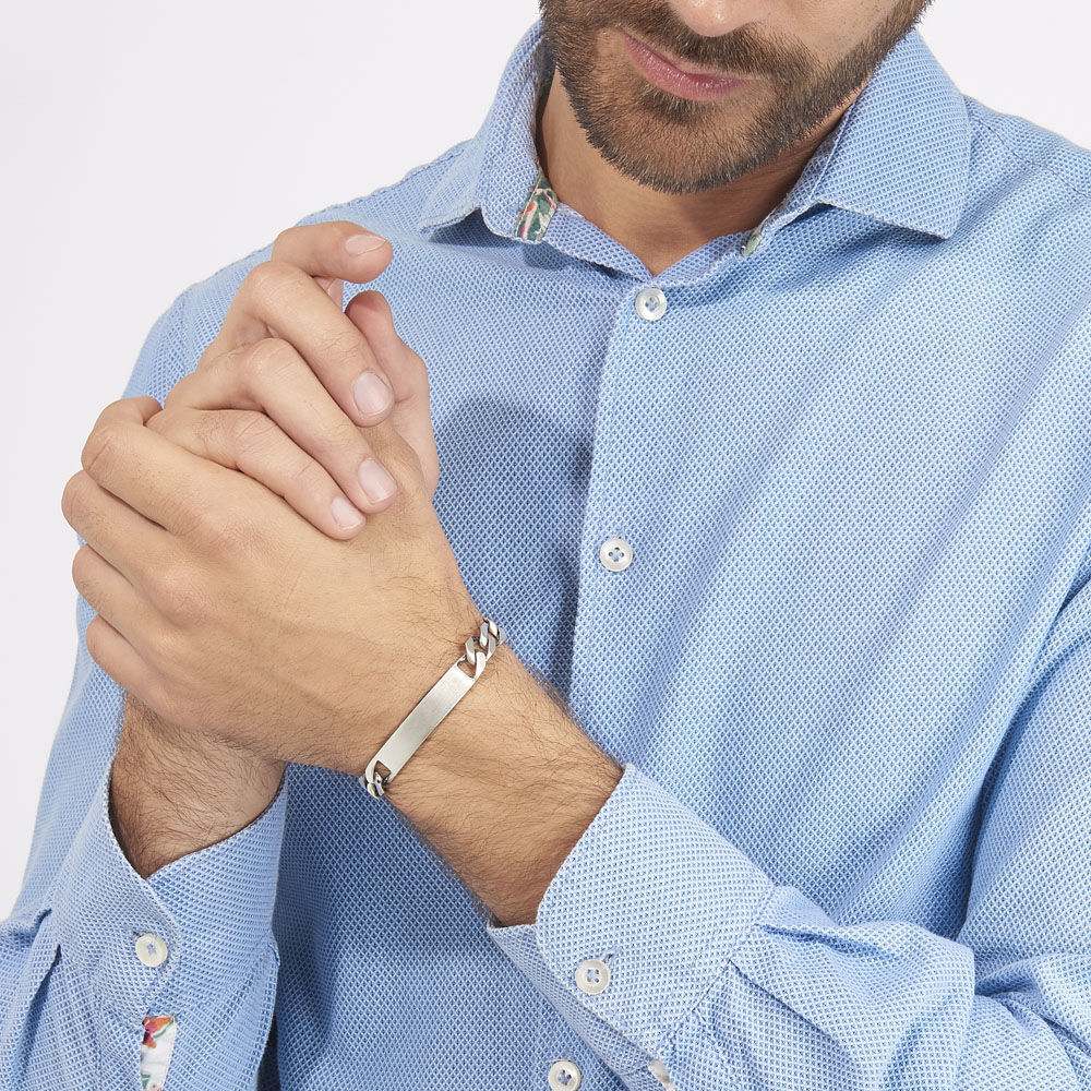 Bracelet Identité Vivian Maille Alternee 1/3 Argent Blanc - Gourmettes Homme | Marc Orian