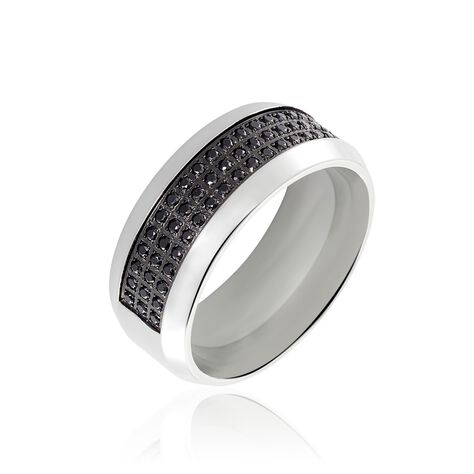 Bague Acier Blanc Tdeg Oxydes De Zirconium - Bagues avec pierre Homme | Marc Orian