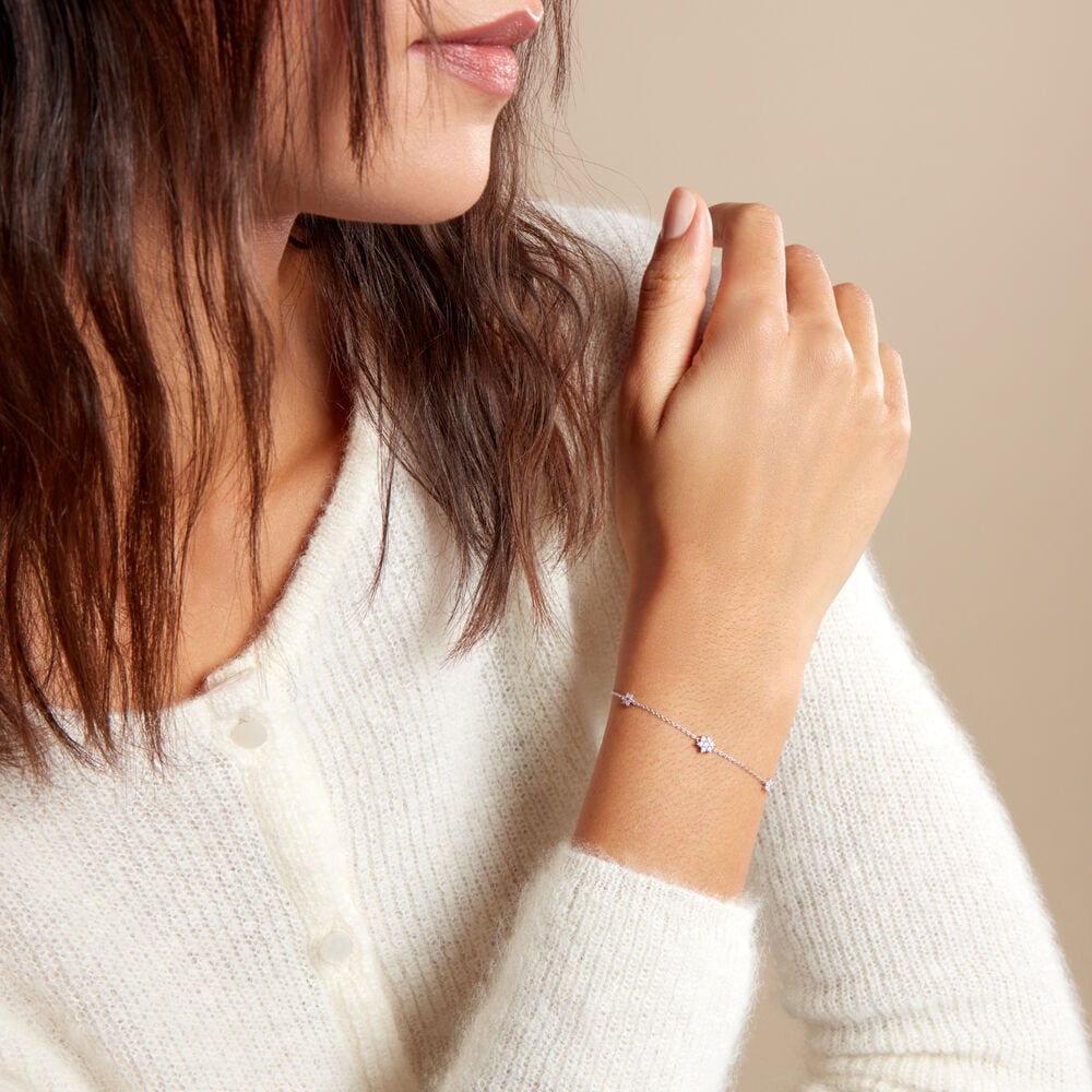 Bracelet Argent Blanc Blossom Bash Oxyde De Zirconium - Bracelets chaînes Femme | Marc Orian