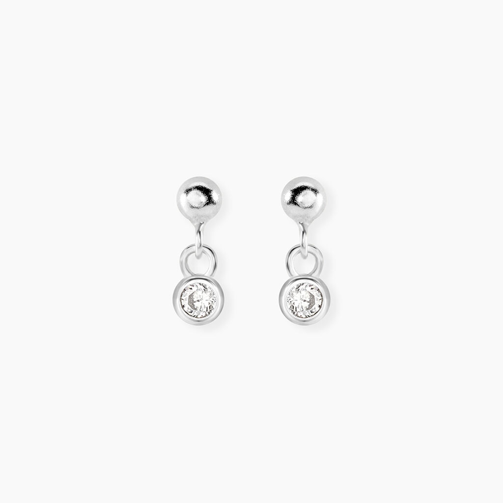 Boucles D'Oreilles Pendantes Fishke Argent Blanc Oxyde De Zirconium - Pendantes Femme | Marc Orian