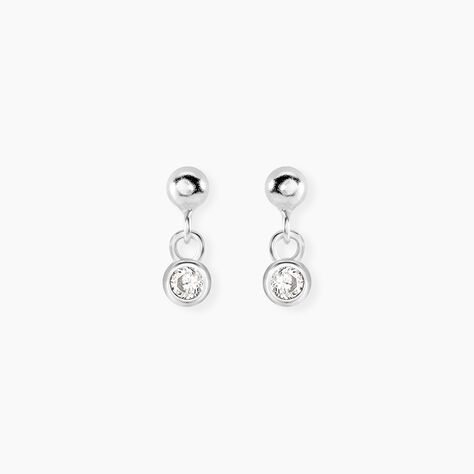 Boucles D'Oreilles Pendantes Fishke Argent Blanc Oxyde De Zirconium - Pendantes Femme | Marc Orian