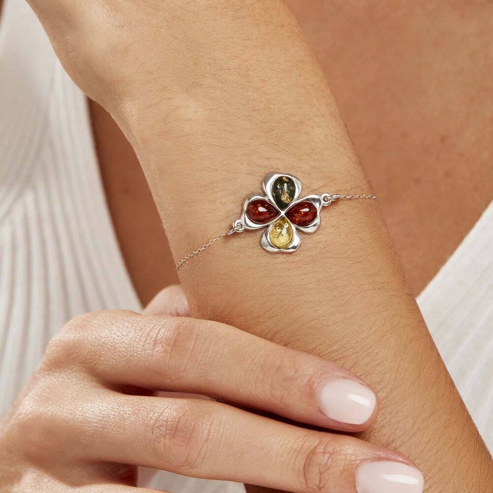 Bracelet Oviya Argent Blanc Ambre - Bracelets chaînes Femme | Marc Orian