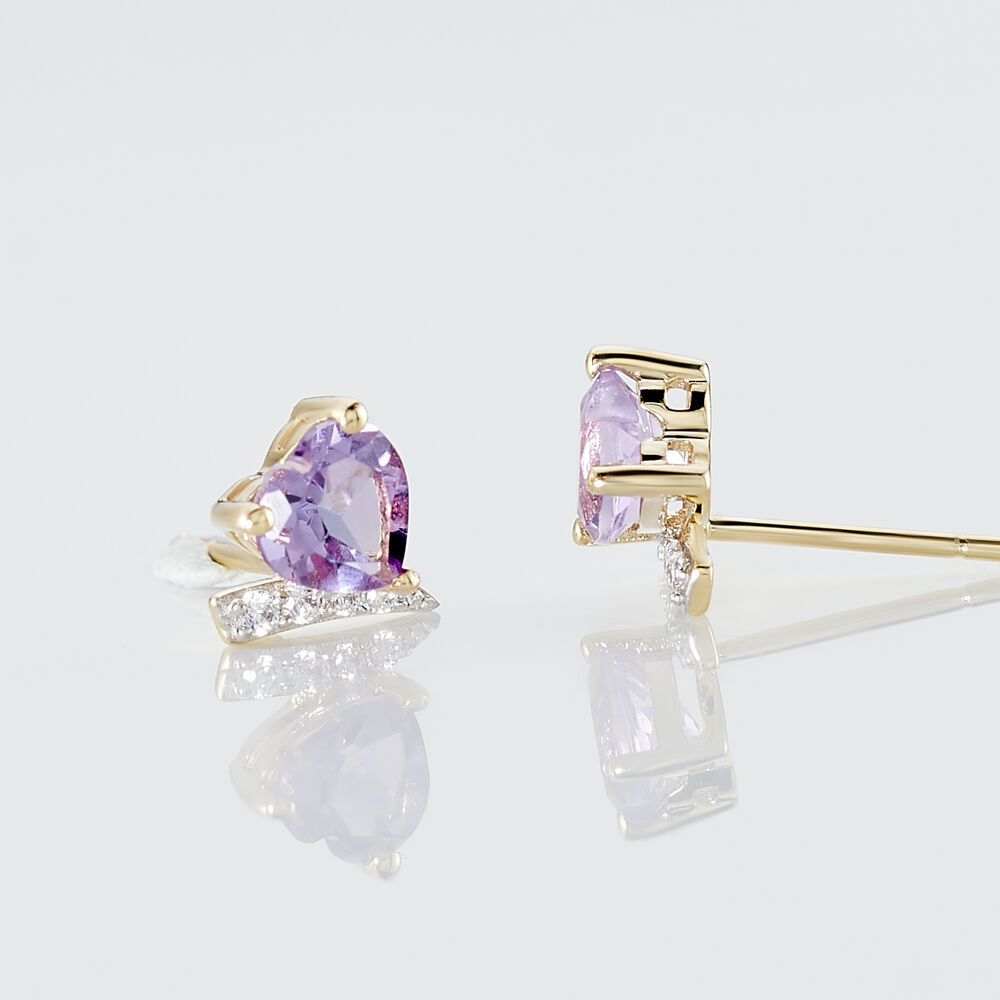 Boucles D'oreilles Puces Eva Or Jaune Amethyste Et Oxyde De Zirconium - Puces Femme | Marc Orian
