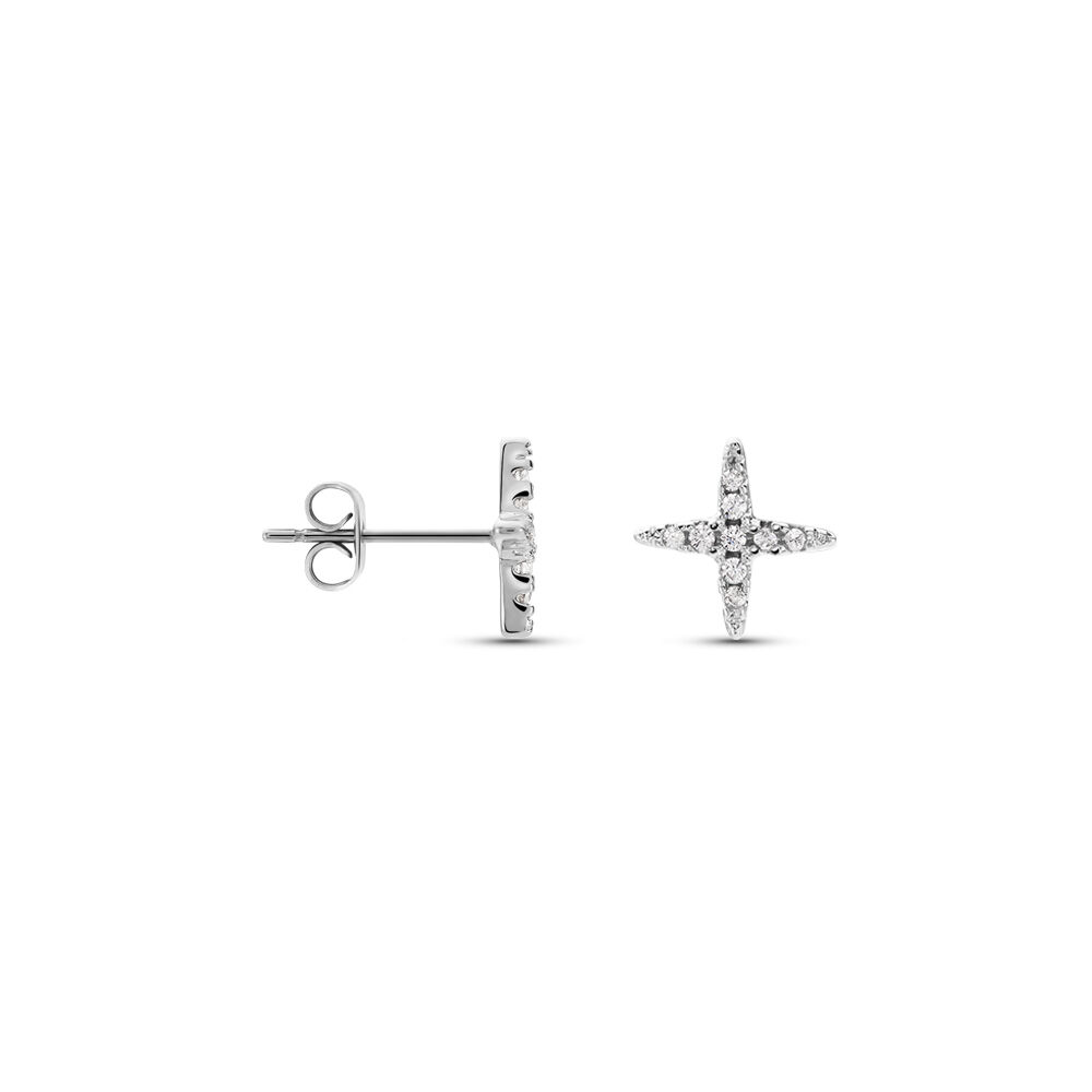 Boucles D'oreilles Puces Clovia Argent Blanc Oxyde De Zirconium - Puces Femme | Marc Orian