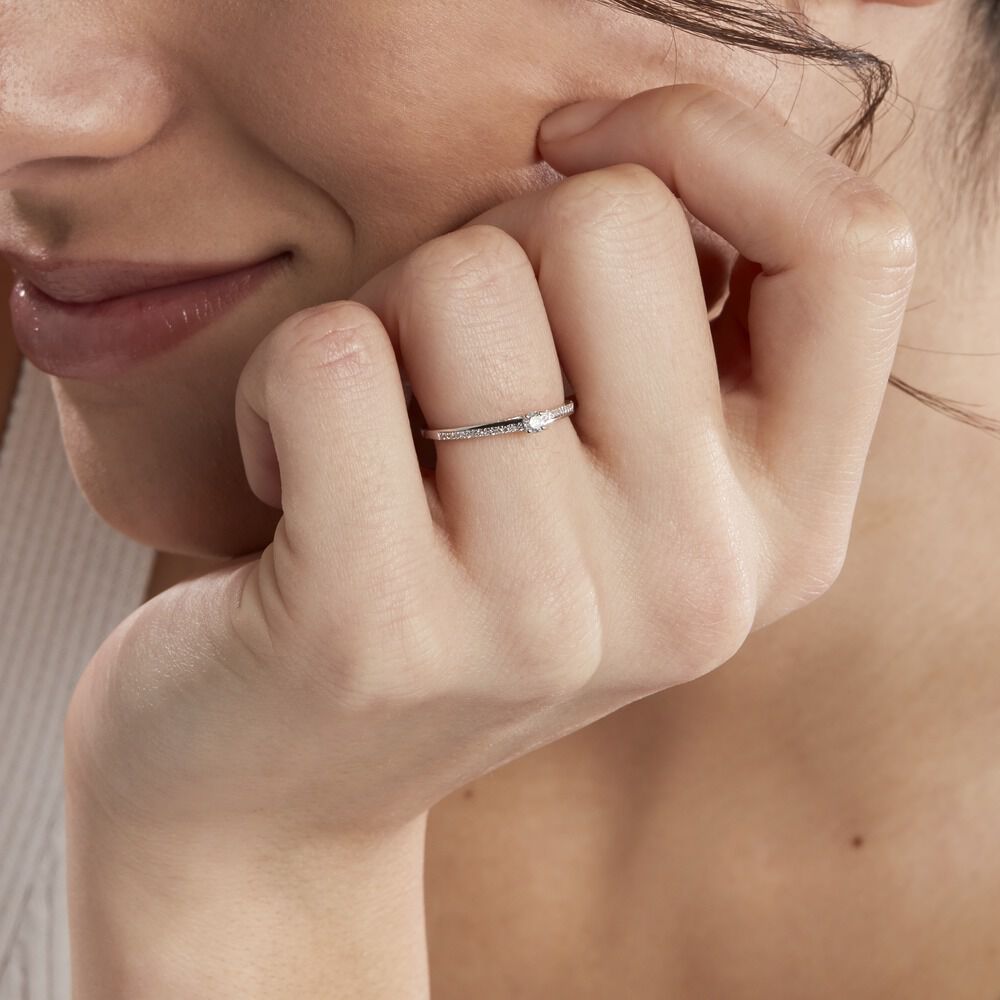 Bague Solitaire Alexandra Or Blanc Diamant - Solitaires Femme | Marc Orian