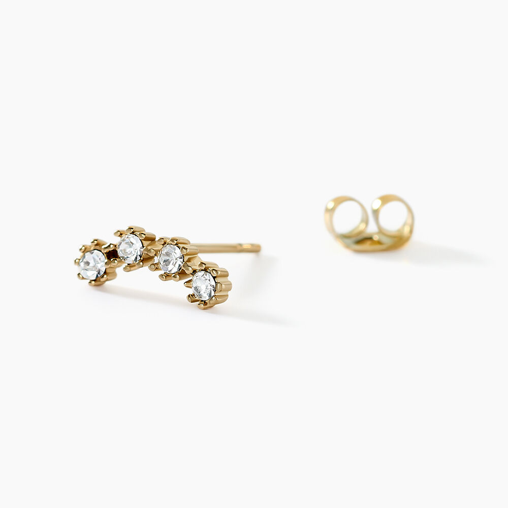 Boucles D'oreilles Puces Eva Acier Jaune Cristal - Puces Femme | Marc Orian