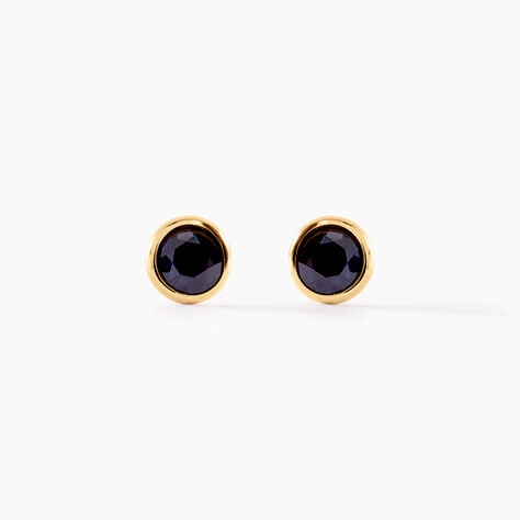 Boucles D'oreilles Puces Edy Serti Clos Or Jaune Saphir - Puces Femme | Marc Orian