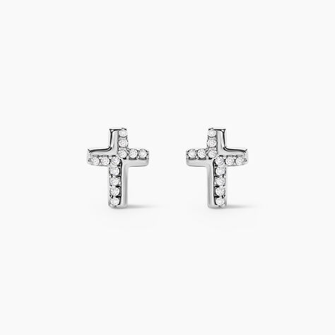 Boucles D'oreilles Puces Lola-rose Argent Blanc Oxyde De Zirconium - Puces Femme | Marc Orian