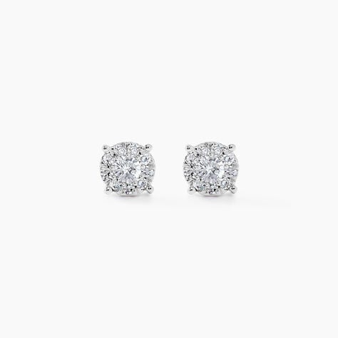 Boucles D'oreilles Puces Artemis Or Blanc Diamant - Puces Femme | Marc Orian