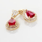 Boucles D'oreilles Pendantes Brigita Plaqu&eacute; Or Pierre Et Oxyde - Pendantes Femme | Marc Orian