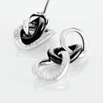 Boucles D'oreilles Pendantes Link Argent Blanc C&eacute;ramique Et Oxyde - Pendantes Femme | Marc Orian