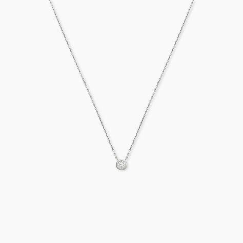 Collier Ofelia Or Blanc Diamant - Colliers solitaires Femme | Marc Orian